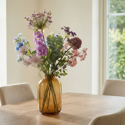 Artificial Flower Bouquet - Purple Bloom Deluxe - Real Touch - 10 Stems - ↑ 90 Cm