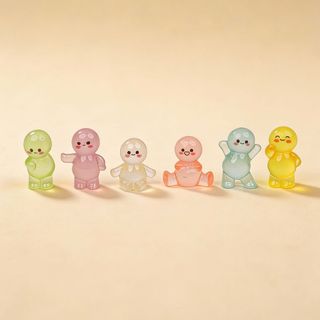 Glow Buddies - Decorative Miniature Figures - Glow In The Dark - 6 Pcs - ↑ 3 Cm