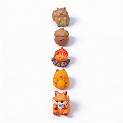 Forest Friends - Decorative Miniature Figures - Autumn Theme - 6 Pcs - ↑ 1 - 3 Cm