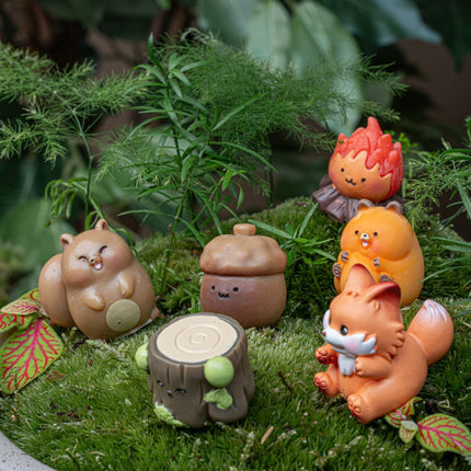 Forest Friends - Decorative Miniature Figures - Autumn Theme - 6 Pcs - ↑ 1 - 3 Cm