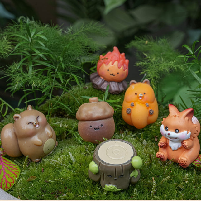 Forest Friends - Decorative Miniature Figures - Autumn Theme - 6 Pcs - ↑ 1 - 3 Cm