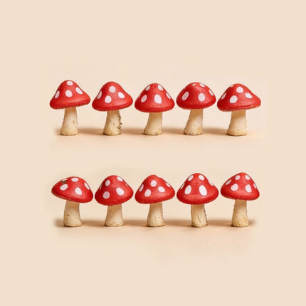 Toad Trail - Decorative Mini Mushrooms - Red - 10 Pcs - ↑ 2 Cm
