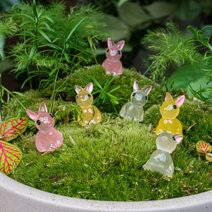 Glow Bunnies - Decorative Mini Rabbits - Easter - Glow In The Dark - 6 Pcs - ↑ 2 Cm