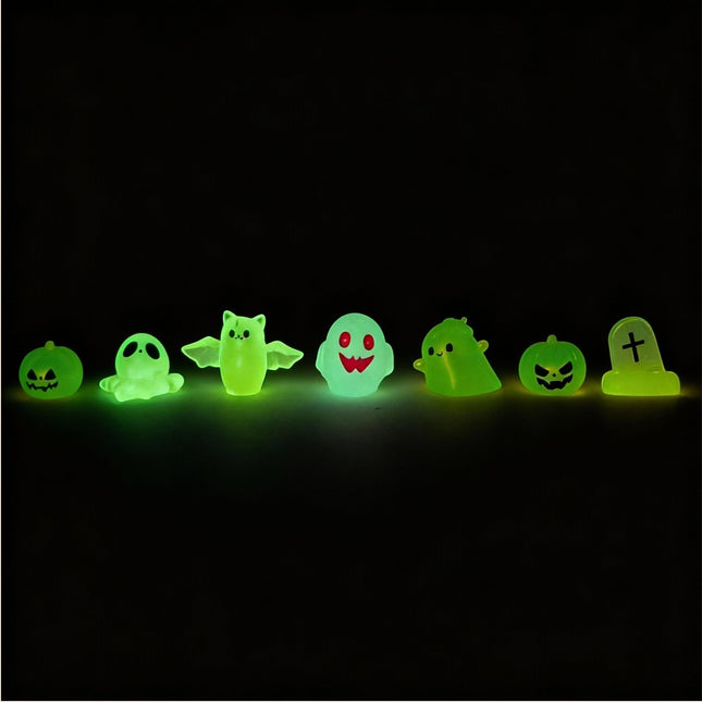 Spooky Squad - Decorative Miniature Figures - Halloween - Glow In The Dark - Set Of 7 - ↑ 1–2 Cm
