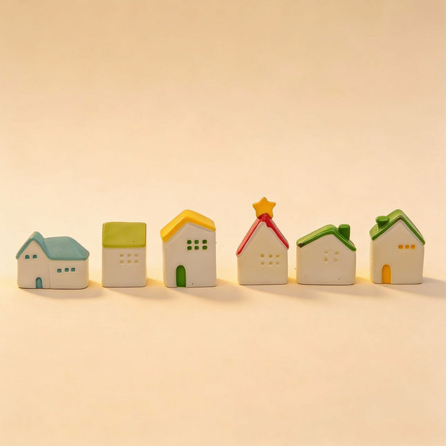 Dream Village - Decorative Miniature Houses - 6 Pcs - ↑ 2 - 3 Cm