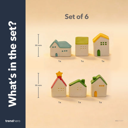 Dream Village - Decorative Miniature Houses - 6 Pcs - ↑ 2 - 3 Cm