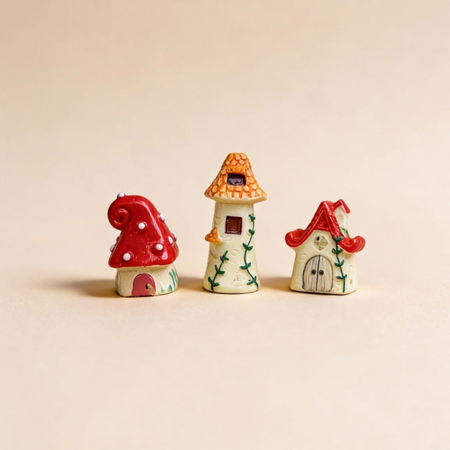 Fairy Village - Decorative Miniature Houses - 3 Pcs - ↑ 1 - 3 Cm