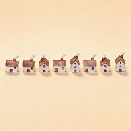 Chimney Lane - Decorative Miniature Village - 8 Pcs - ↑ 1–3 Cm