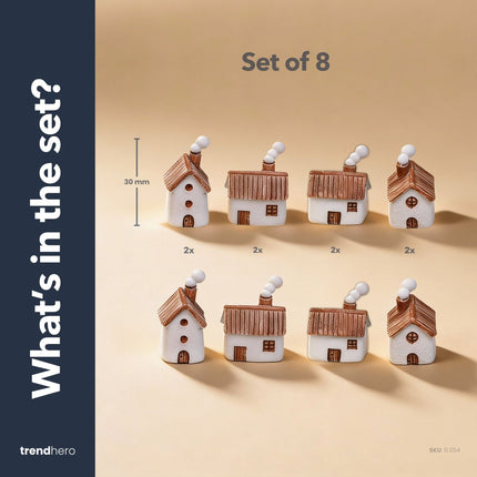 Chimney Lane - Decorative Miniature Village - 8 Pcs - ↑ 1–3 Cm