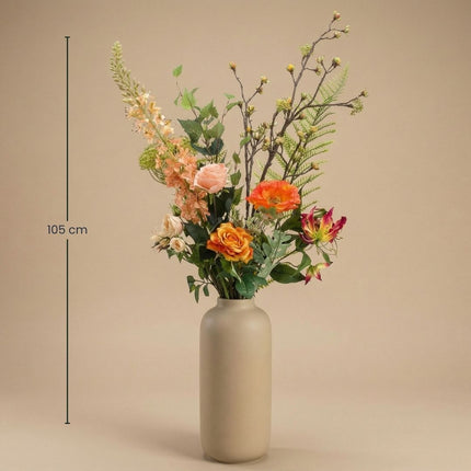 Artificial Flower Bouquet - Amber Peach Deluxe - Real Touch - 12 Stems - ↑ 105 Cm