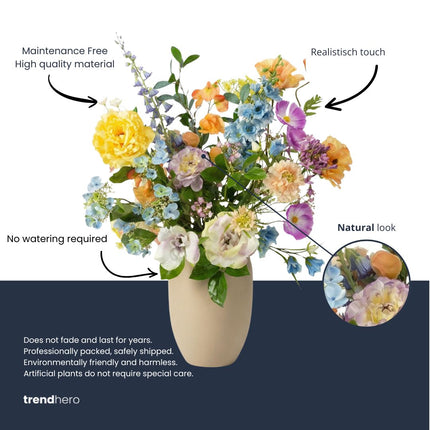 Artificial Flower Bouquet - Soft Spring Deluxe - Real Touch - 18 Stems - ↑ 85 Cm