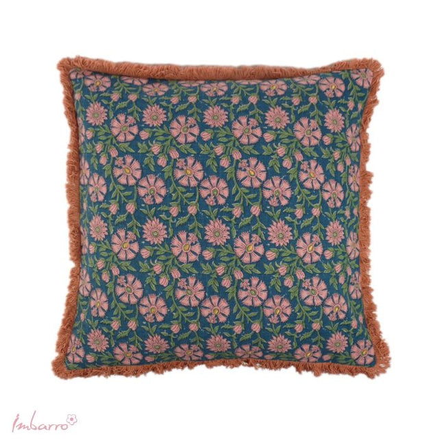 Decorative Cushion Imbarro - Floral Print - Blue