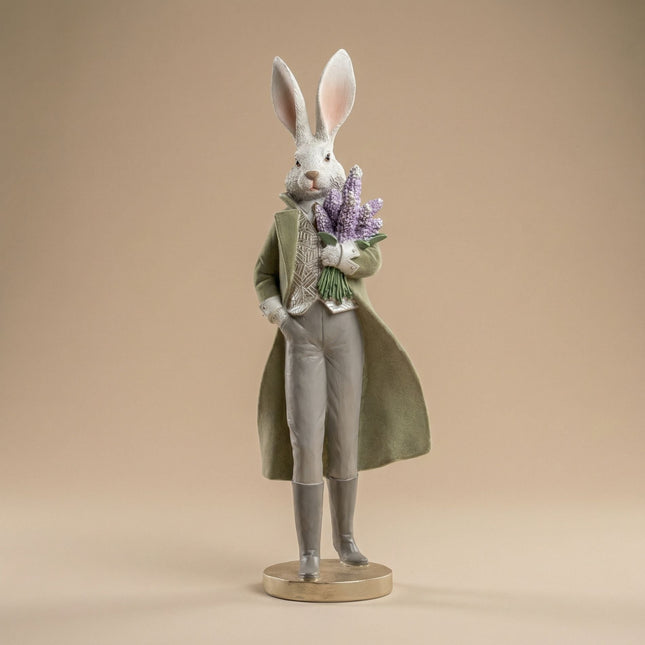 Easter Bunny Figurine - Gentleman Bunny With Flowers - ↑ 51 Cm