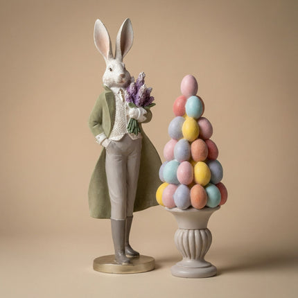 Easter Bunny Figurine - Gentleman Bunny With Flowers - ↑ 51 Cm