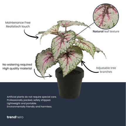 Begonia 26 Cm - Potted - Artificial Plant - Uv - Indoor & Outdoor