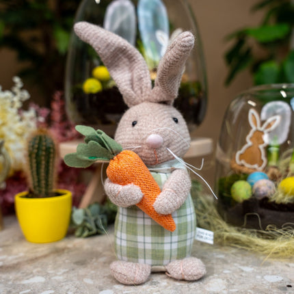 Easter Bunny Decoration - Weighted Plush Bunny With Carrot - ↑ 30 Cm