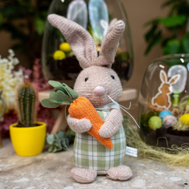 Easter Bunny Decoration - Weighted Plush Bunny With Carrot - ↑ 30 Cm