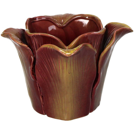 Tulip Twist - Glossy Ceramic Flower Pot - Purple/Red - Ø 10 Cm ↑ 11 Cm