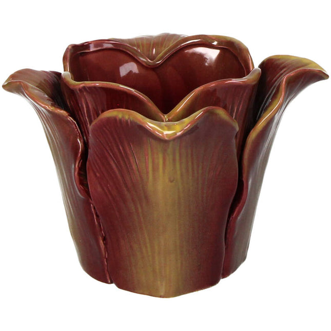 Tulip Twist - Glossy Ceramic Flower Pot - Purple/Red - Ø 10 Cm ↑ 11 Cm