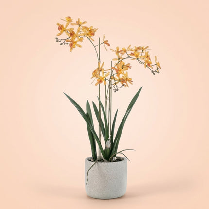 Renanthera Orchid Yellow & Orange In Pot - 56 Cm - Artificial Plant