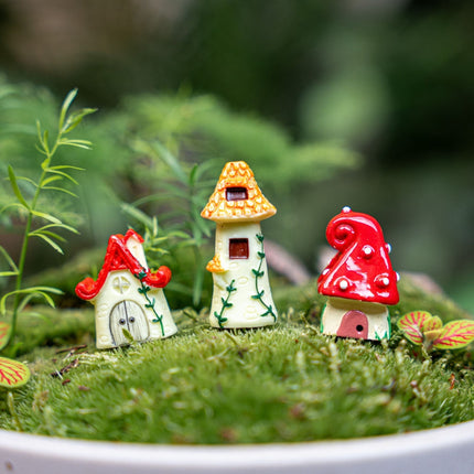Fairy Village - Decorative Miniature Houses - 3 Pcs - ↑ 1 - 3 Cm