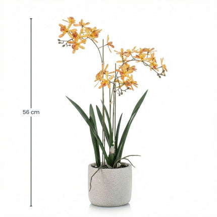 Renanthera Orchid Yellow & Orange In Pot - 56 Cm - Artificial Plant