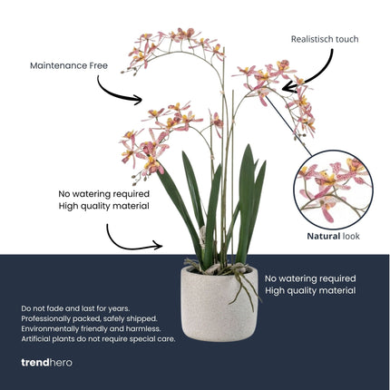 Renanthera Orchid Pink In Pot - 56 Cm - Artificial Plant