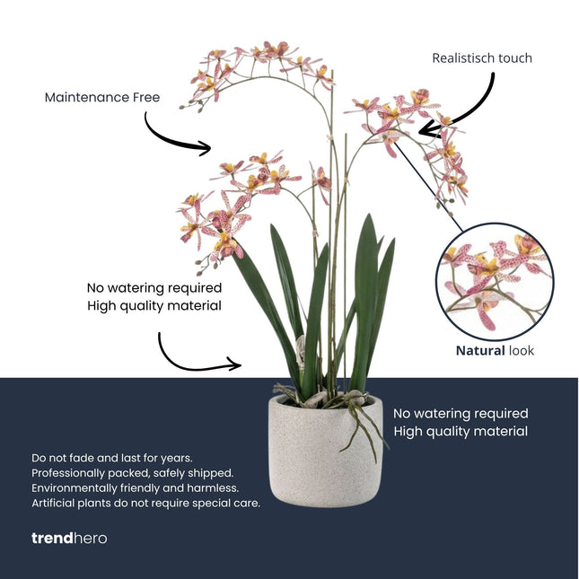 Renanthera Orchid Pink In Pot - 56 Cm - Artificial Plant