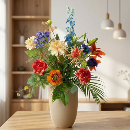 Artificial Flower Bouquet - Colorful Bloom Deluxe - Real Touch - 18 Stems - ↑ 70 Cm