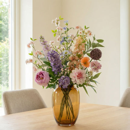 Artificial Flower Bouquet - Pastel Meadow Deluxe - Real Touch - 15 Stems - ↑ 100 Cm