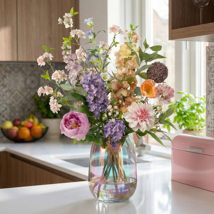 Artificial Flower Bouquet - Pastel Meadow Deluxe - Real Touch - 15 Stems - ↑ 100 Cm