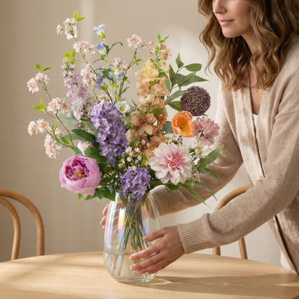 Artificial Flower Bouquet - Pastel Meadow Deluxe - Real Touch - 15 Stems - ↑ 100 Cm