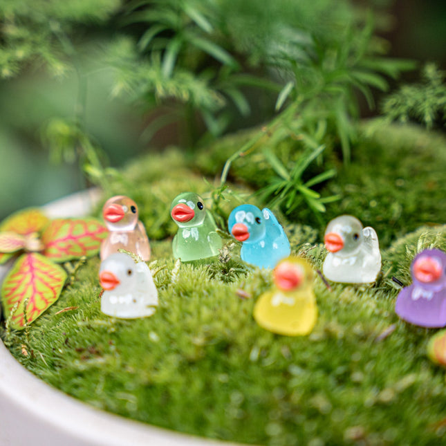 Ducks - Set Of 7 - Miniature Figurines - Glow In The Dark - ↑ 2 Cm