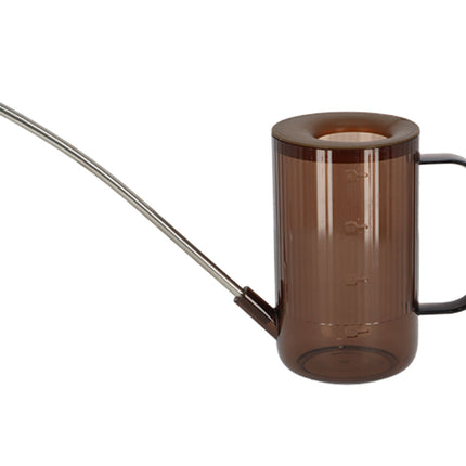 Ribbed Watering Can - 22 Cm - Plastic With Stainless Steel Spout - Gray - Green - Brown