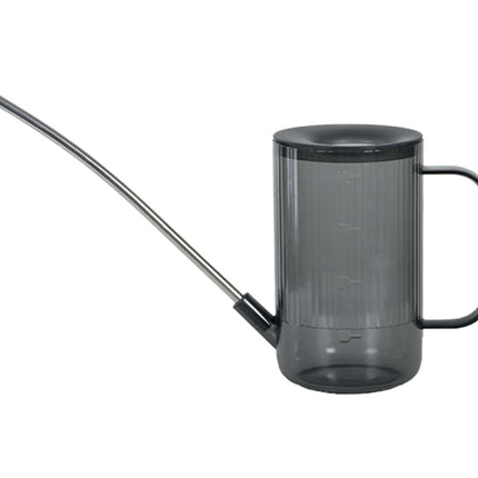 Ribbed Watering Can - 22 Cm - Plastic With Stainless Steel Spout - Gray - Green - Brown