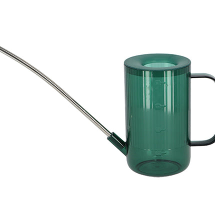 Ribbed Watering Can - 22 Cm - Plastic With Stainless Steel Spout - Gray - Green - Brown