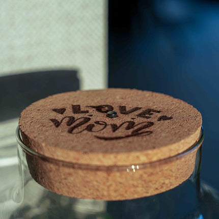'Love Mom' Terrarium Little Milky + Engraved Cork With Light - Bottle Garden Diy Kit - Ø 17 Cm ↑ 25 Cm - Mother’s Day