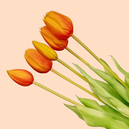 Tulip Bouquet - Yellow - ‘Real Touch’ Artificial Tulips - 5 Tulip Stems - 43 Cm
