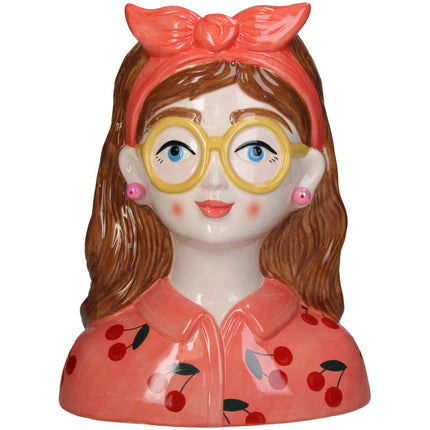 Vase Jessie Bow + 10X Real Touch Tulips Orange
